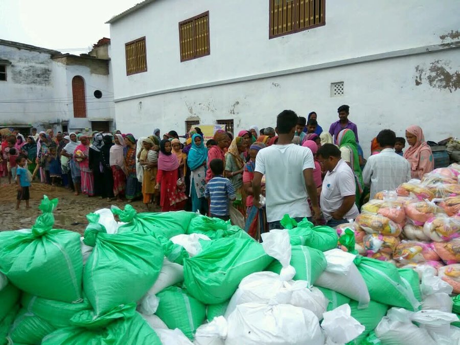 Flood relief material distribution