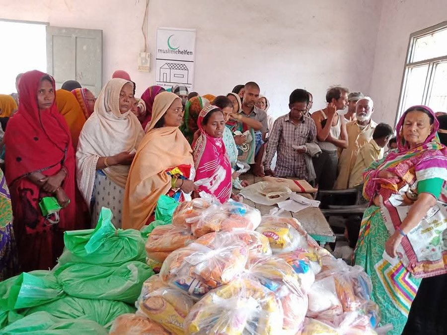 Flood relief distribution camp